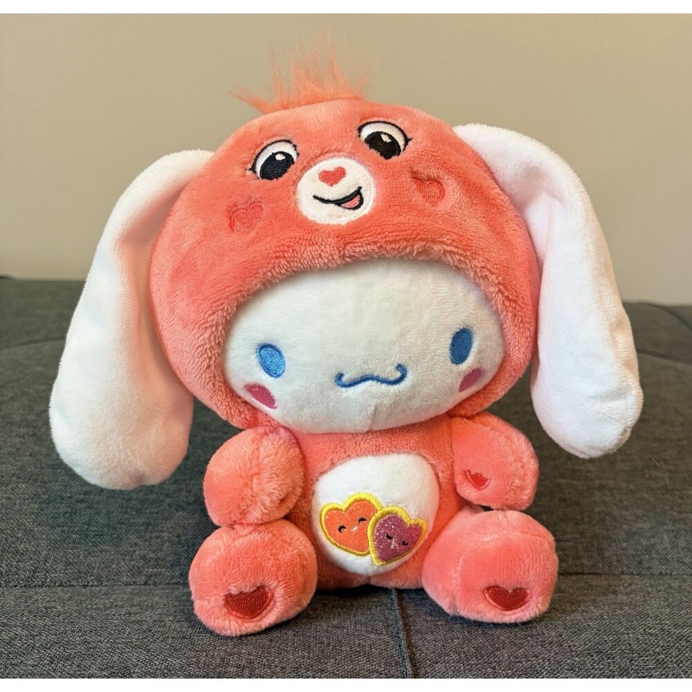 Care Bears x Hello Kitty Cinnamoroll Pink White Rabbit Plush Stuffed Animal